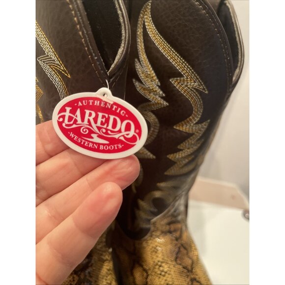 NWT Laredo Western Boots Men 16EW Cowboy Monty Faux Snake Golden‎ Copper 68068 - Picture 10 of 16
